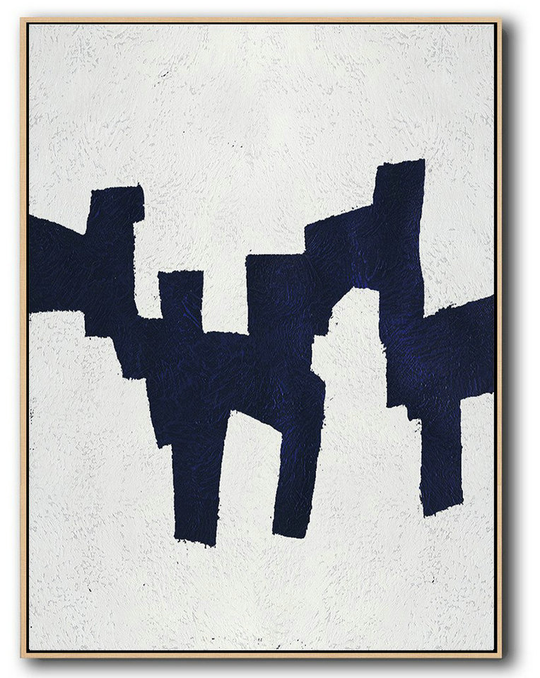 Buy Hand Painted Navy Blue Abstract Painting Online,Extra Large Artwork #Y0W9